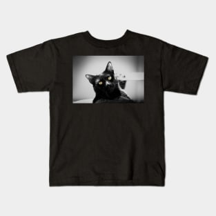 cat eyes, macro portrait black and white Kids T-Shirt